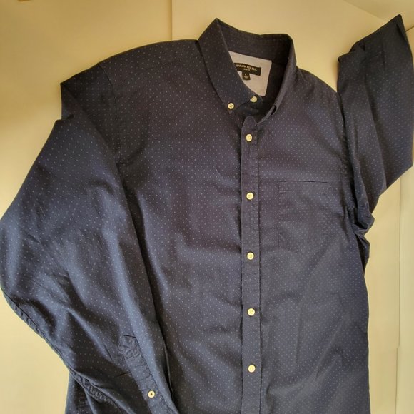 Banana Republic Mens Slim Fit L/S Button Down Shirt Size L Navy with Blue Dots - Picture 3 of 12